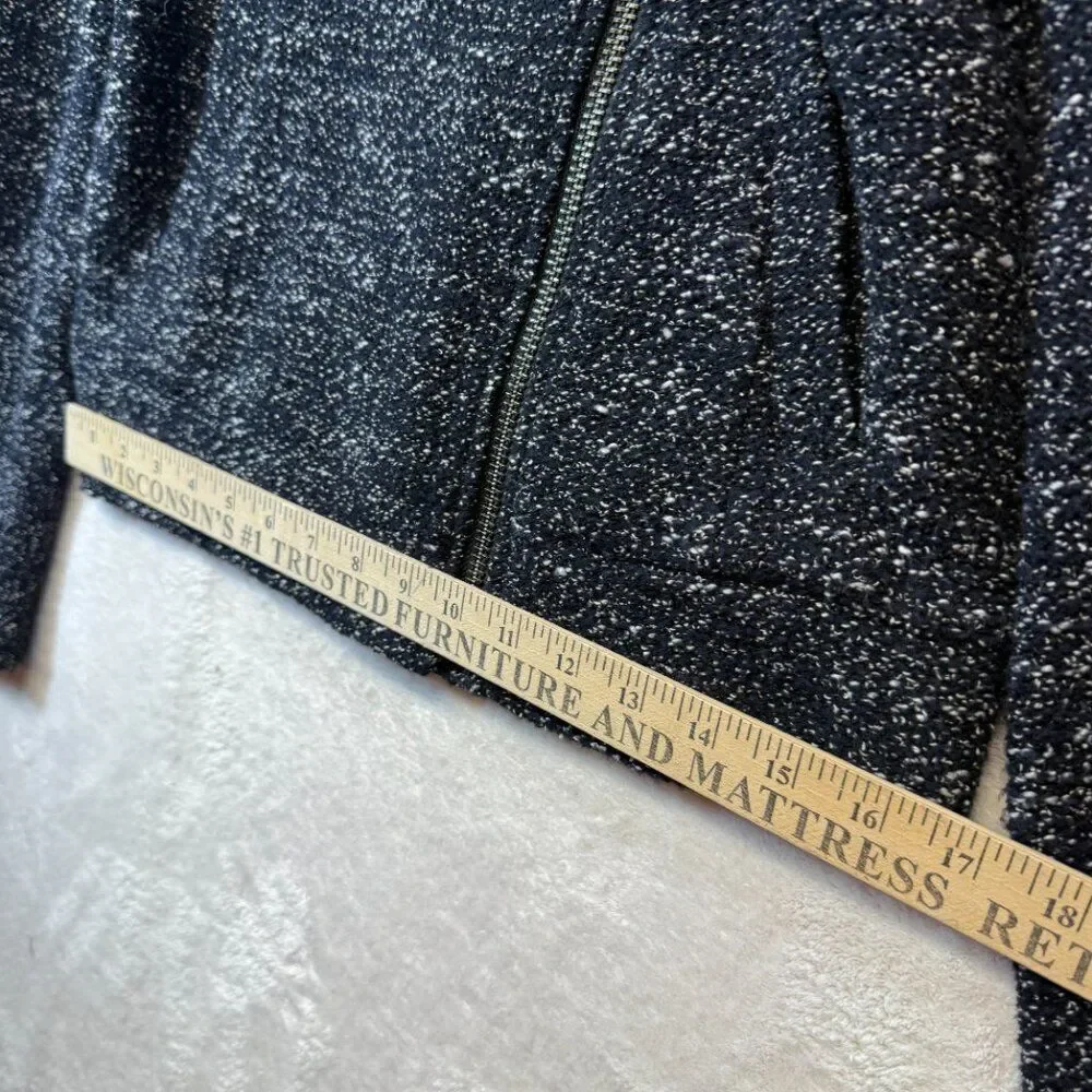 J.Crew Navy Speckled Knit Moto Jacket Asymmetrical Zip Wool Blend Size 4 Casual